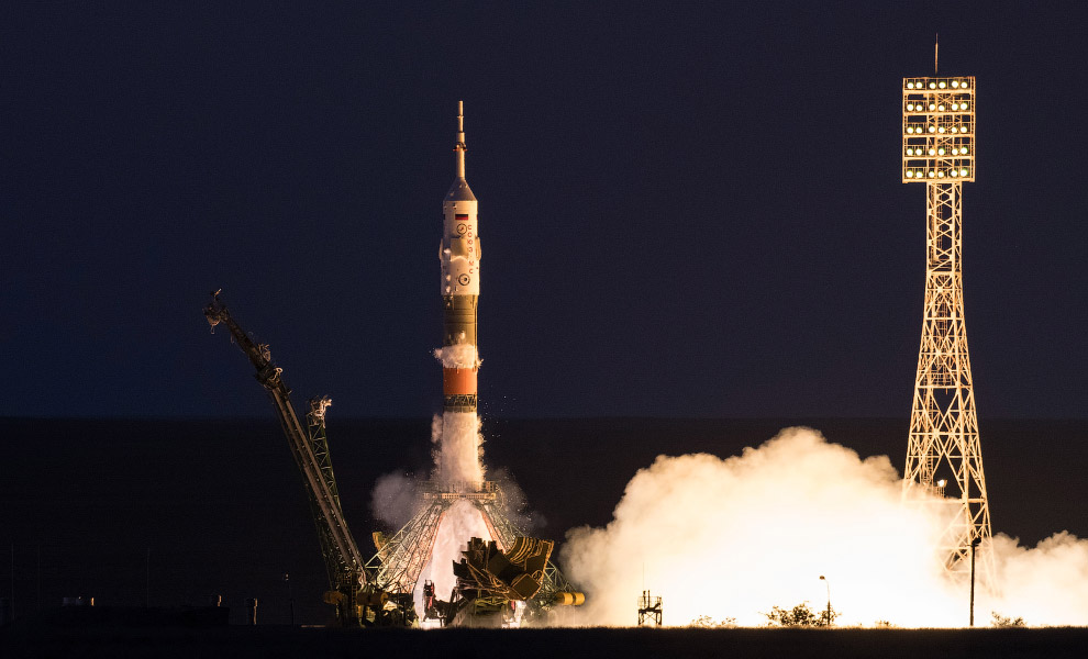 Запуск корабля «Союз МС-05» к МКС с Байконура Запуск корабля «Союз МС-05» к МКС с Байконура