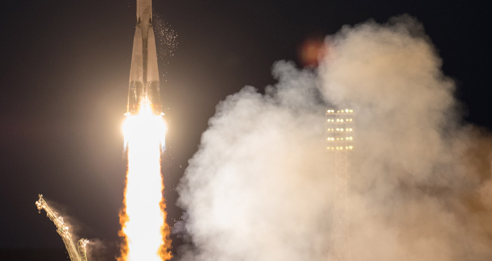Запуск корабля «Союз МС-05» к МКС с Байконура Запуск корабля «Союз МС-05» к МКС с Байконура