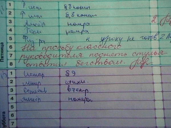 Смешные записи в дневниках школьников (50 фото)
