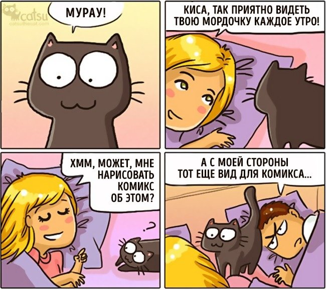 Забавные комиксы про жизнь с кошкой