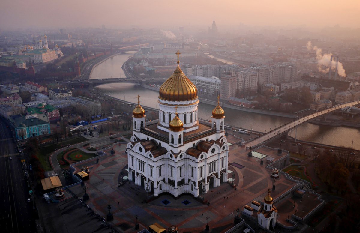Красная площадь и Эрмитаж с высоты птичьего полёта