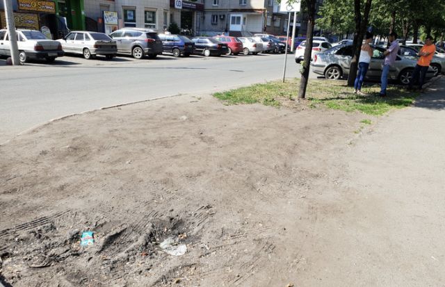 Мужик из Челябинска превратил кусок грязи возле дома в ухоженный газон