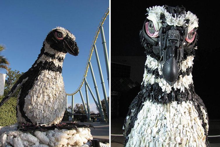 Скульптуры из мусора, найденного на пляже