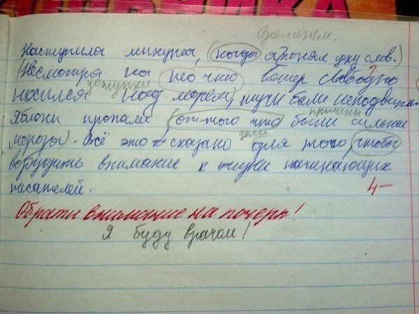 Гениальные ответы детей в школьных тетрадях