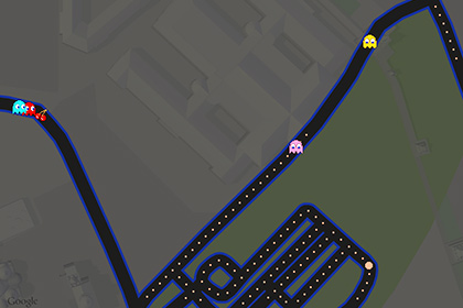 На картах Google предложили сыграть в Pac-Man На картах Google предложили сыграть в Pac-Man