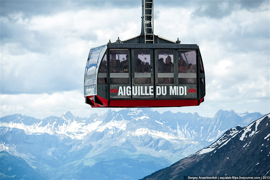 Горная вершина Aiguille Du Midi во Франции Горная вершина Aiguille Du Midi во Франции