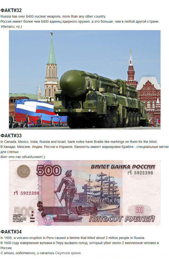 Факты о России с иностранного сайта