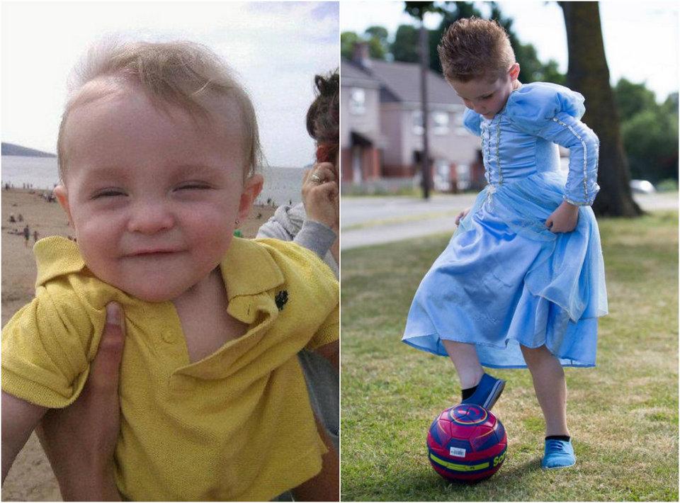 5-летний мальчик с проколотыми ушами и в платье