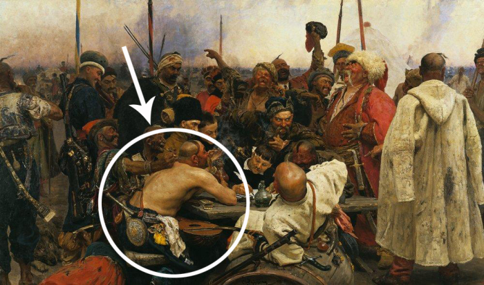 «Запорожцы» Ильи Репина: почему на картине один казак без рубашки «Запорожцы» Ильи Репина: почему на картине один казак без рубашки