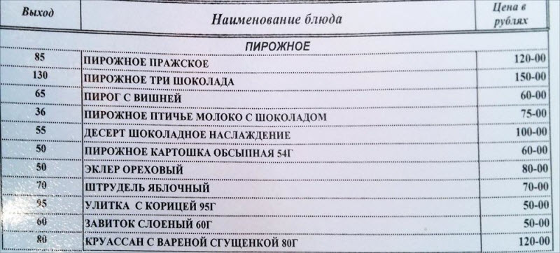 Цены и ассортимент в столовой Госдумы Цены и ассортимент в столовой Госдумы