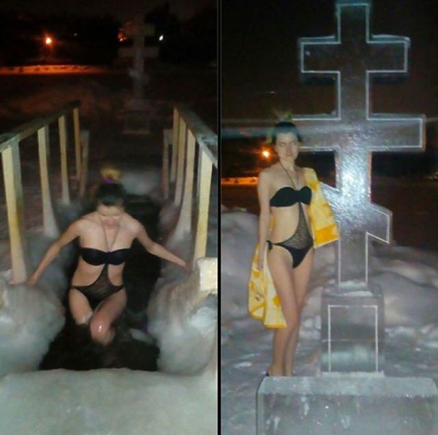 Девушки на крещенских купаниях