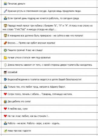 Смешные статусы в ICQ