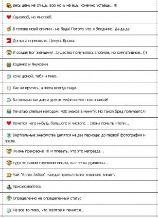 Смешные статусы в ICQ