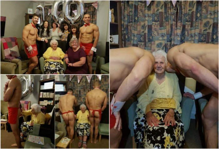 Бабушка из британского дома престарелых отметила 100-летие со стриптизерами