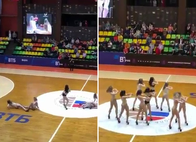 Откровенные танцы в нижнем белье на матче финала баскетбольной Суперлиги