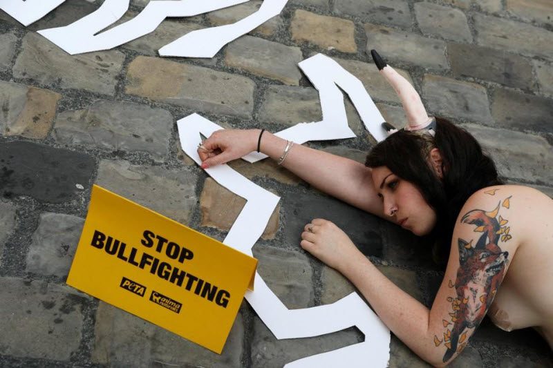 Полуголый протест против корриды