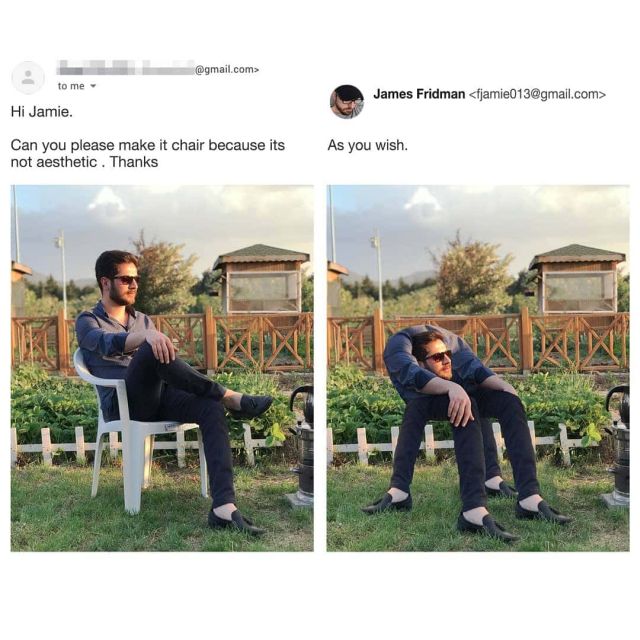 Фотошоп-мастер, который слишком буквально выполняет просьбы клиентов Фотошоп-мастер, который слишком буквально выполняет просьбы клиентов