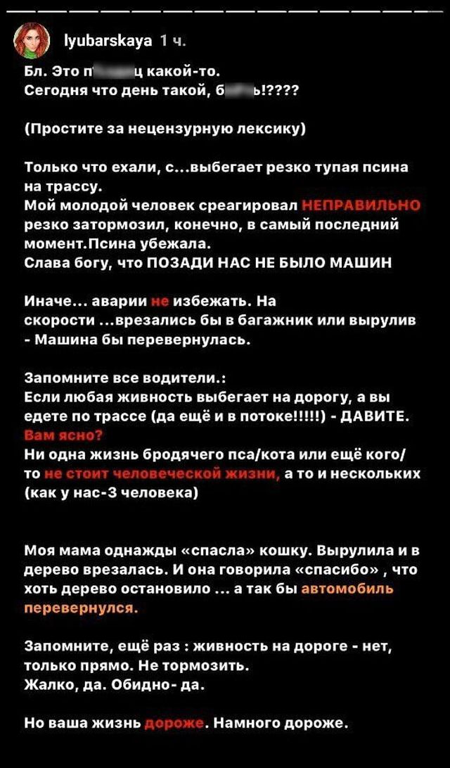Новый скандал в Сети: блогерша призвала жертвовать жизнью животных на дорогах ради своего спасения Новый скандал в Сети: блогерша призвала жертвовать жизнью животных на дорогах ради своего спасения
