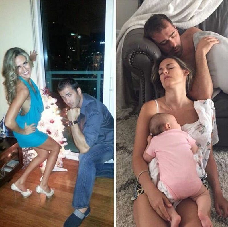 Родители показали честные фотографии о том, как изменилась их жизнь с появлением детей