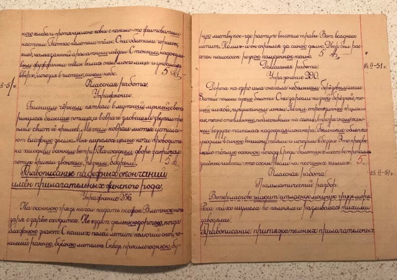 Тетради 6-классника из 50-х - выше всяких похвал