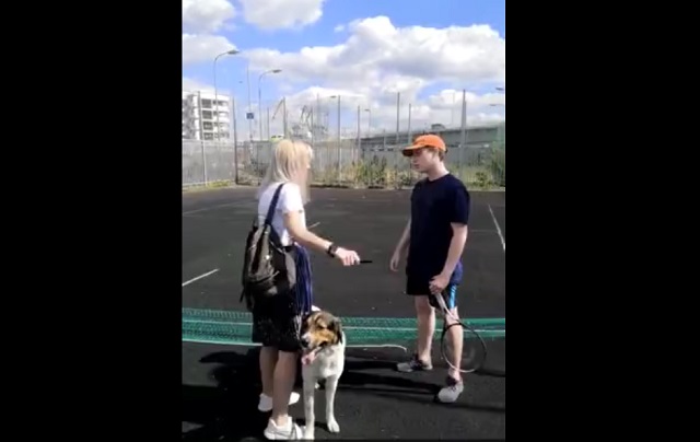 В Москве женщина с ножом и собакой заставила парней извиняться перед ее детьми