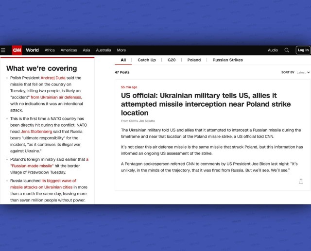 Киев признал, что задействовал вчера ПВО рядом с местом падения ракет в Польше