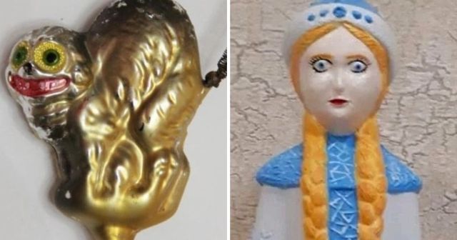 Коллекция необычных старинных елочных игрушек, которые немного пугают