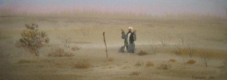Восточные мотивы.  Акварель Улукбек Мухамедова.