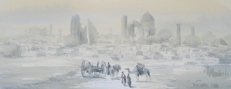 Восточные мотивы.  Акварель Улукбек Мухамедова.