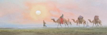 Восточные мотивы.  Акварель Улукбек Мухамедова.