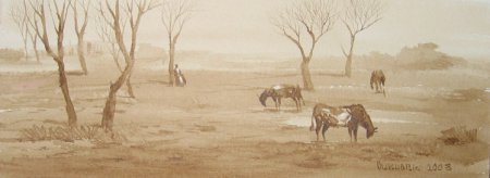 Восточные мотивы.  Акварель Улукбек Мухамедова.