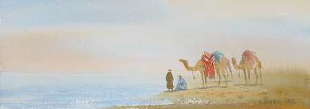 Восточные мотивы.  Акварель Улукбек Мухамедова.