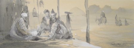 Восточные мотивы.  Акварель Улукбек Мухамедова.